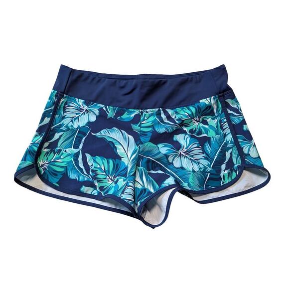 Tommy Bahama Pants - Tommy Bahama Women's cover up/workout shorts; lightweight, Blue & green floral